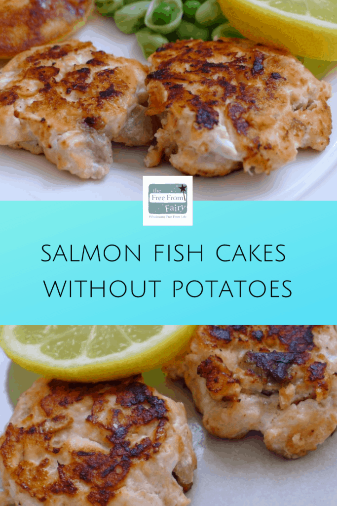 Salmon fish cakes without potatoes. A delicious gluten free, dairy free, egg free meal for the whole family. #glutenfree #lowcarb #salmonfishcakes #lowcarbsalmonfishcakes 