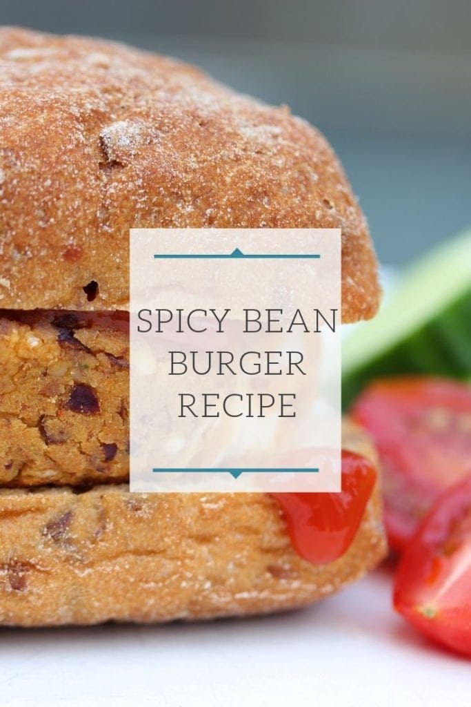 An easy gluten free main meal; spicy bean burger served in a gluten free bun. #glutenfreemeal #glutenfreeburger #glutenfreeveggieburger #glutenfreebeanburger