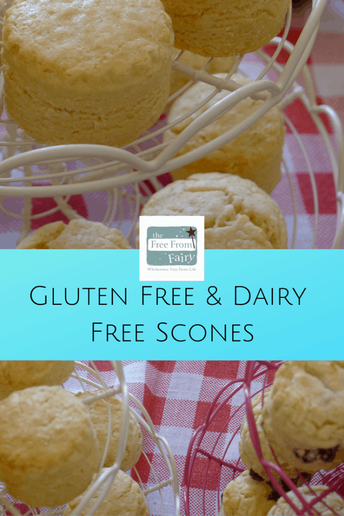 Make delicious gluten free dairy free scones with this recipe from the Free From Fairy. #glutenfreescone #glutenfree #dairyfreescone #dairyfree #freefromfairy