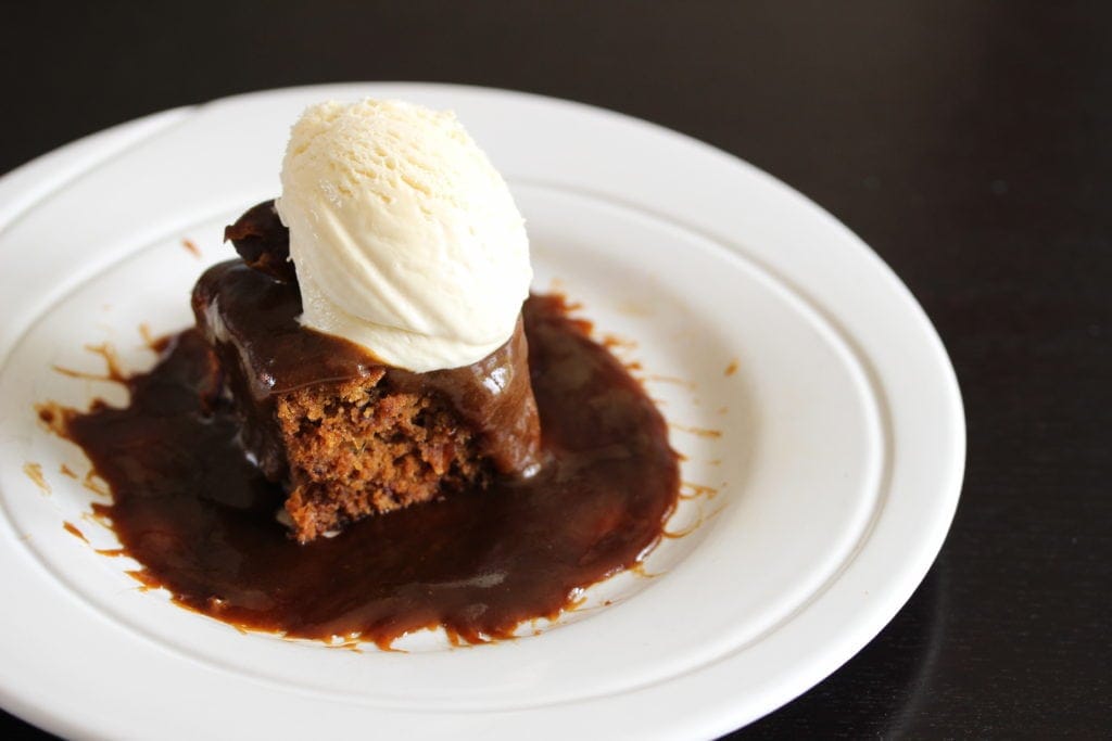 Sticky toffee pudding and dairy free ice cream. #glutenfree #dairyfree #stickytoffeepudding