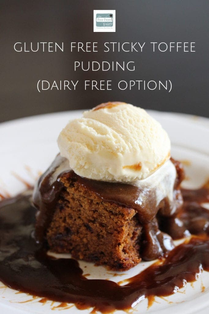 The best gluten free sticky toffee pudding you'll ever have! This sticky, moist, decadent pudding will fool everyone. They will have no idea it's gluten free. It's made with the Free From Fairy's wholegrain gluten free flour blend for added fibre. It's also made with unrefined sugars. #glutenfree #dairyfree #refinedsugarfree #stickytoffeepudding #beststickytoffeerecipe #glutenfreestickytoffeepudding #freefromfairy