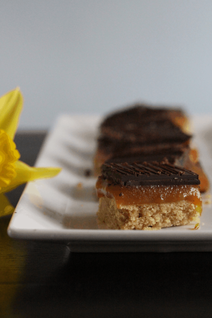 dairy free caramel slice made with the Free From Fairys wholegrain gluten free flour blend. Suitable for coeliacs and vegans. #glutenfree #dairyfree #vegan #caramel