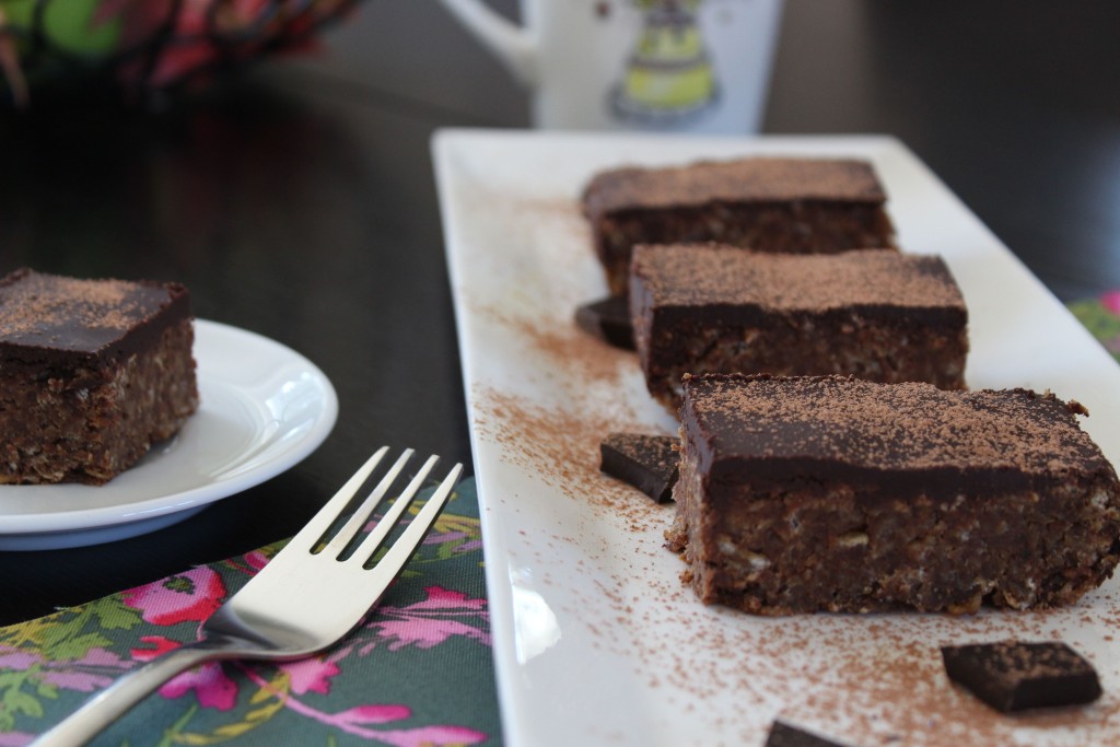 Chocolate flapjacks. A simple recipe that uses no refined sugar.