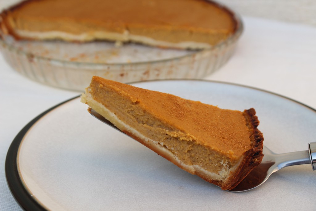 A slice of low carb pumpkin pie