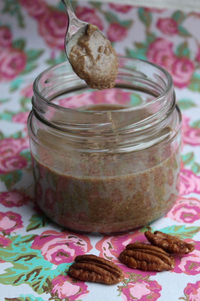 Pecan nut butter in a jar