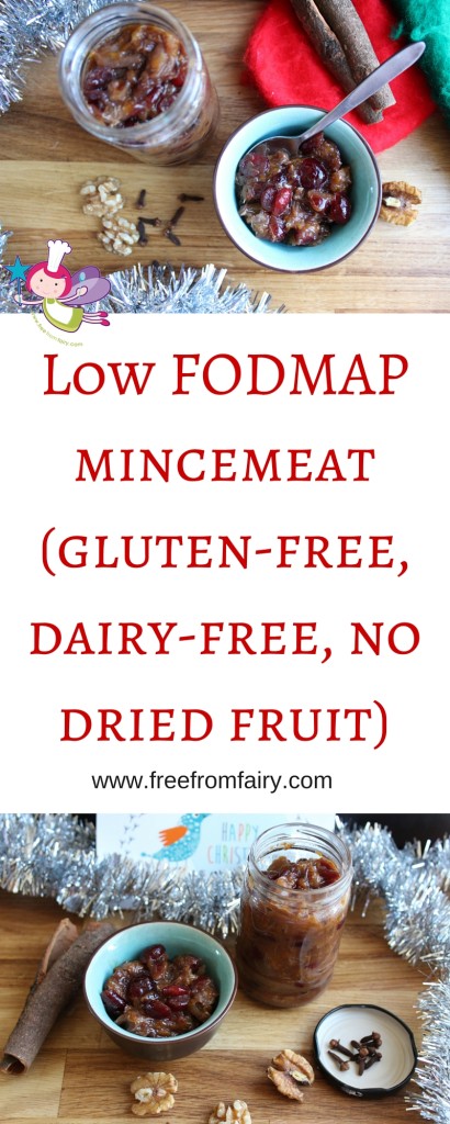 Low FODMAP mincemeat (gluten-free, dairy-free, no dried fruit). The perfect alternative mincemeat for anyone having to avoid dried fruit this Christmas. #lowfodmap #lowfodmapchristmas #freefromfairy