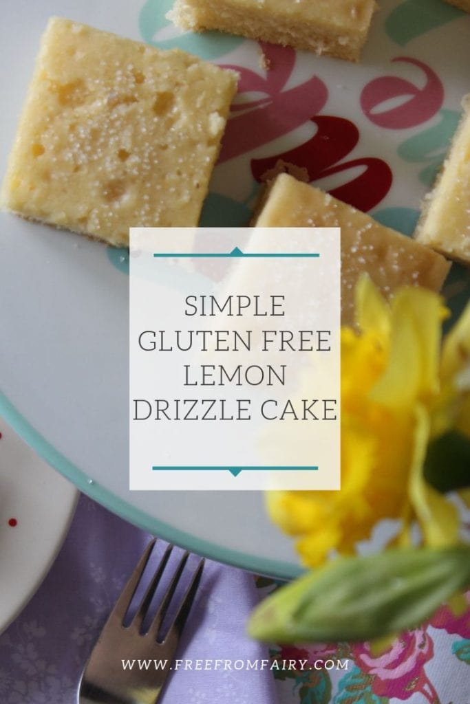 A simple gluten free lemon drizzle cake recipe that is also dairy free and refined sugar free (with options not to be for those who eat full on sugar and dairy!). Make by my 6 year old boy. #freefrom #glutenfreelemondrizzlecake #dairyfreelemondrizzlecake #sugarfreecake #glutenfreedairyfreecake #freefromfairy