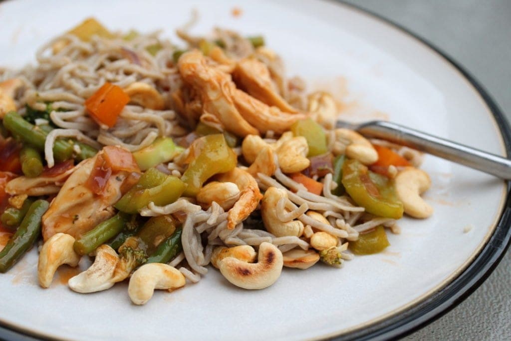 Gluten free pasta noodle with stir fry