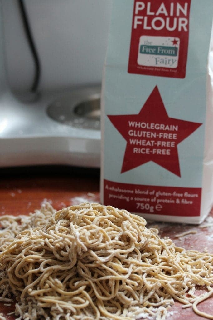 Gluten free spaghetti made with the free from fairy gluten free flour blend