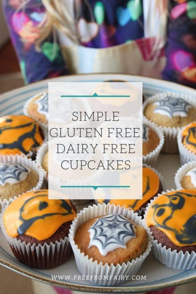 Simple and easy to make gluten free dairy free cupcakes. You can flavour these any way you like. Makes the perfect base recipe for light, fluffy, moist gluten free cupcakes. #freefromfairy #glutenfreecupcakes #dairyfreecupcakes #gfdfcupcakes #glutenfreecake #glutenfreekidscake