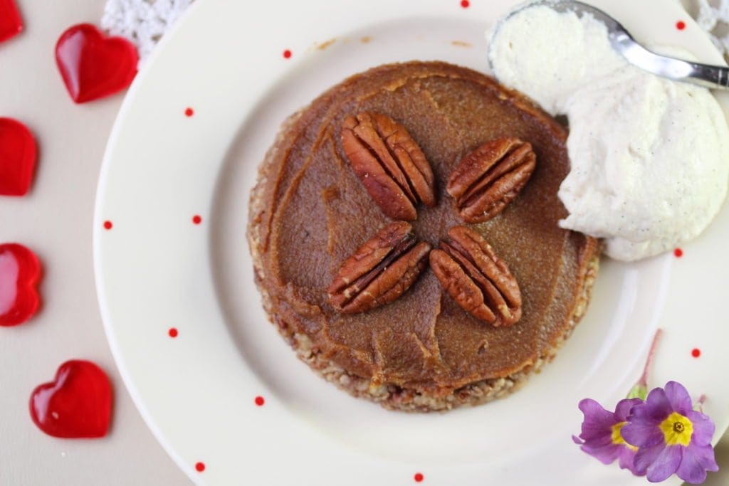 A grain-free, dairy-free, egg-free, refined sugar-free pecan pie for Valentines Day. Simple to make and demolish!