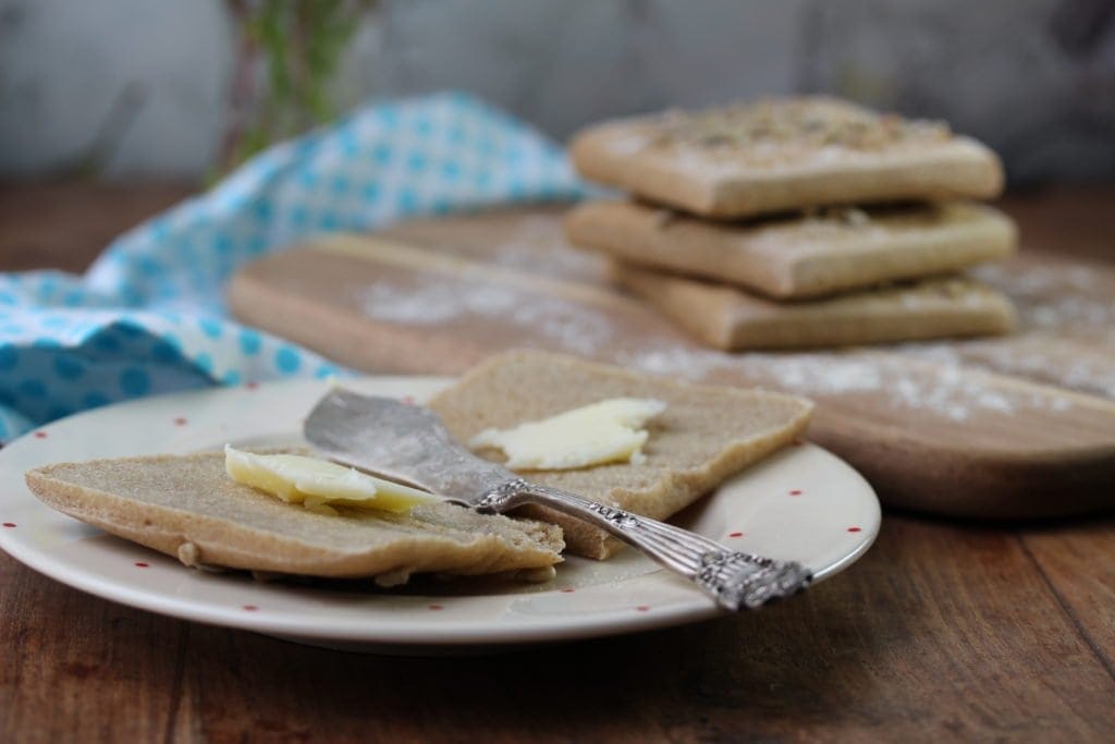 Simple glutenfree, dairy free, eggfree sandwich thin recipe made with wholegrain gluten free flour from the Free From Fairy