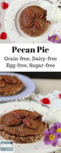 Perfect pecan pie without all the sugar and carbs. This low carb, grain-free version is made from date caramel with a crushed pecan base. Discover how good gluten-free, dairy-free, egg-free, refined sugar-free pecan pie can taste!