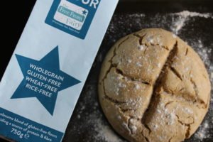 Easy to make gluten-free soda bread that is also dairy-free and egg-free. Made with the Free From Fairy wholegrain gluten free flour it is full of nutritious whole grains too