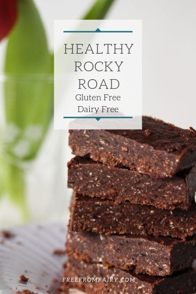 This healthy rocky road recipe is free from gluten, dairy, eggs, nuts and refined sugar and can be made vegan. 