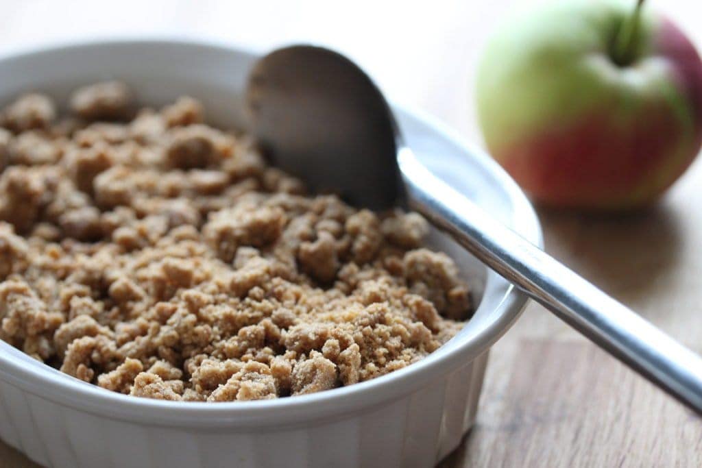 Delicious apple and mincemeat crumble. Perfect for the glutenfree and dairyfree guest and so easy to make.