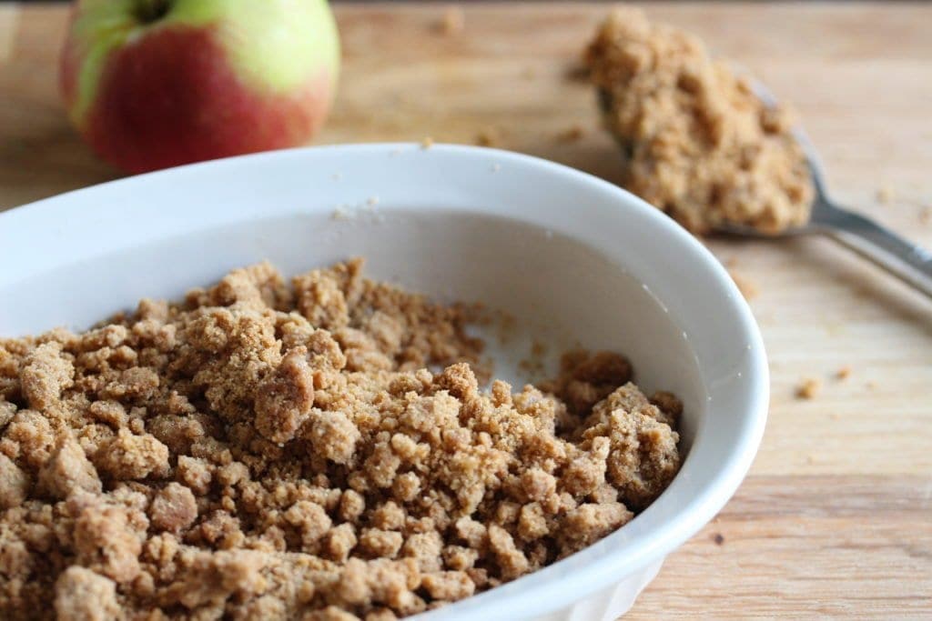 Make this incredible gluten-free, dairy-free and egg-free Christmas crumble. A great way to use up leftover mincemeat.