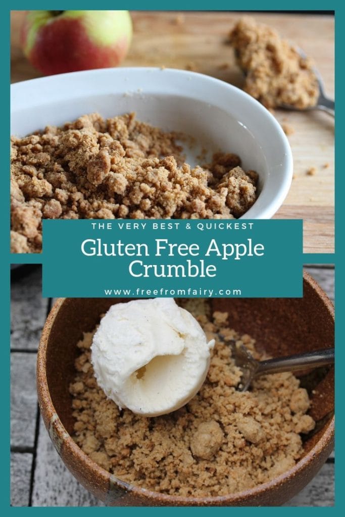 The best and quickest gluten free apple crumble you'll ever make. #glutenfreeapplecrumble #glutenfreedessert #quickglutenfreedessert #bestglutenfreedessert #applecrumble #quickapplecrumble