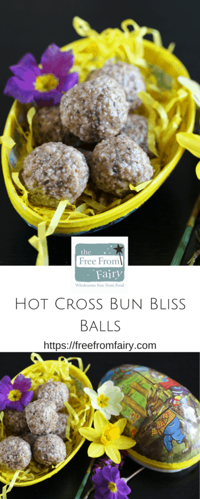 Hot Cross Bun Bliss Ball Recipe. #glutenfree #dairyfree #vegan #Easter #blissball https://freefromfairy.com