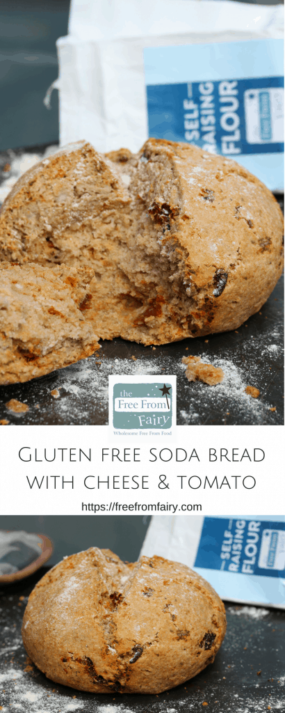 gluten free soda bread with cheese and sundried tomatoes. #glutenfree #yeastfreebread #freefromfairy #glutenfreeflour