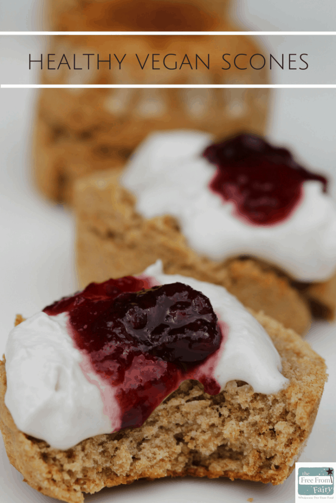 Healthy vegan scones that are gluten free, refined sugar free and margarine free! Made with just 4 ingredients these healthy vegan scones are so easy to make. #glutenfree #freefromfairy #dairyfree #eggfree #vegan #wholegrain #wholesome #healthy #fairyflour