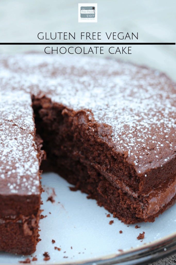 Gluten free vegan chocolate cake made with natural ingredients...no margarine or refined sugar #glutenfree #wholegrain #dairyfree #eggfree #vegan #veganchocolatecake #chocolatecake #glutenfreechocolatecake #freefromfairy