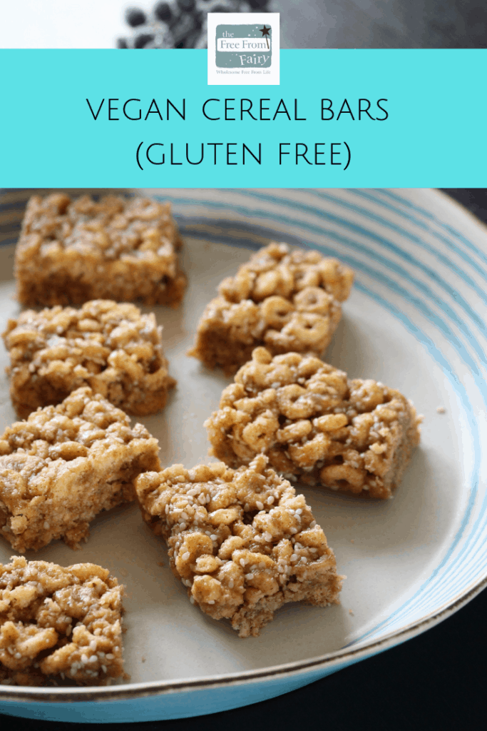 Vegan cereal bars from the Free From Fairy #glutenfree #dairyfree #veganrecipe #glutenfreerecipe #snackbar #cerealbar #recipe 