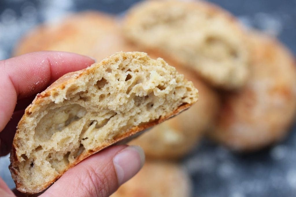 Close up gluten free cheesy sourdough rolls