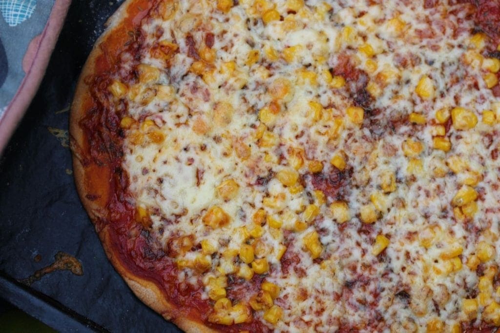 Pizza made with the Free From Fairy wholegrain gluten free flour.