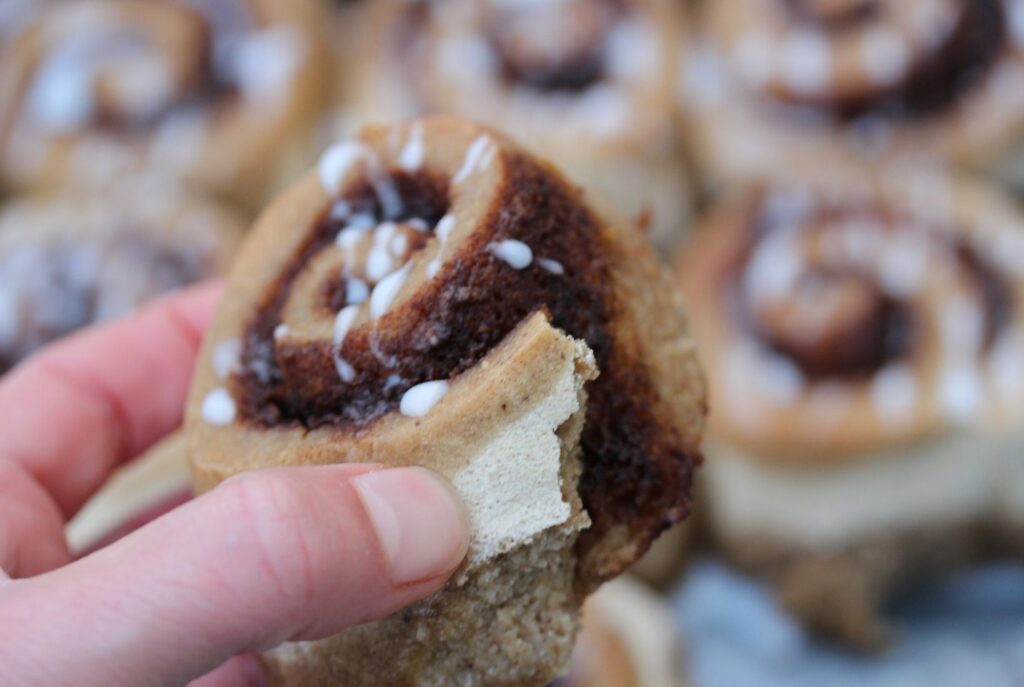 Close up of gluten free cinnamon roll