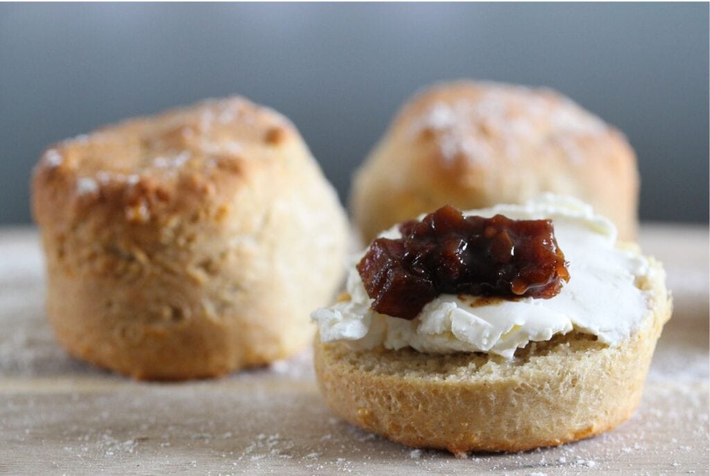 Serve your gluten free cheese scones with cream cheese and pickle. Just one suggestion.