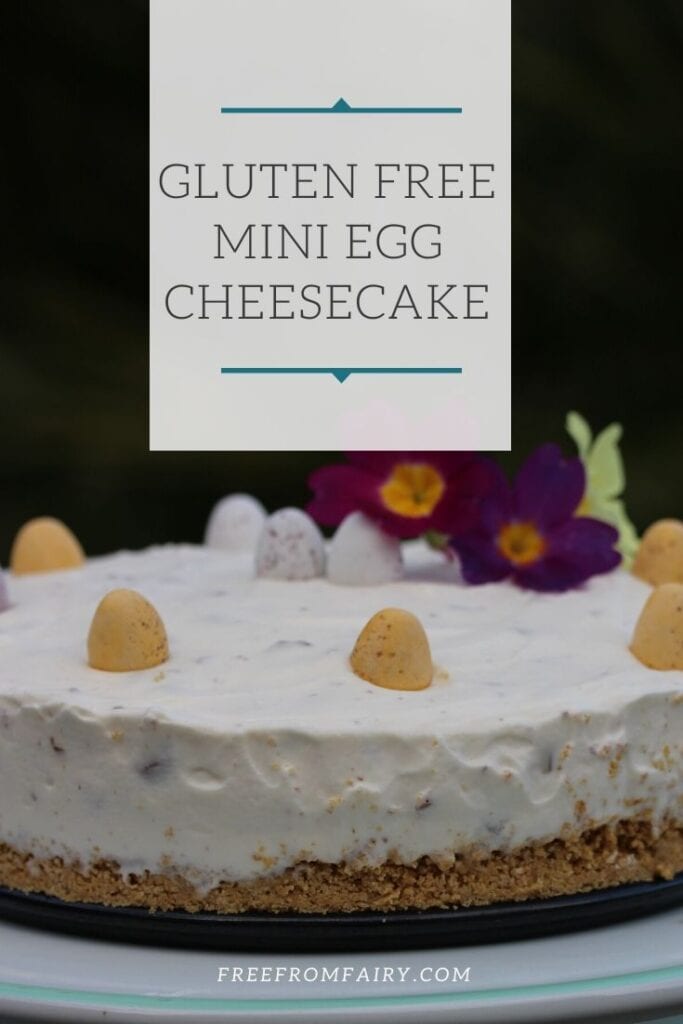 A simple no bake mini egg cheesecake that is gluten free too. #Easterrecipe #Easter #glutenfreeeaster #nobakecheesecake #glutenfreeminieggcheesecake #freefromfairy #Easterdessert 