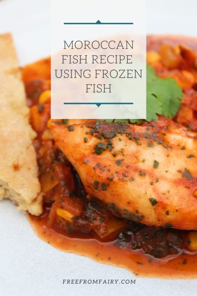 A tasty, vibrant Moroccan fish recipe that uses frozen or fresh fish to create an easy one pot family meal.