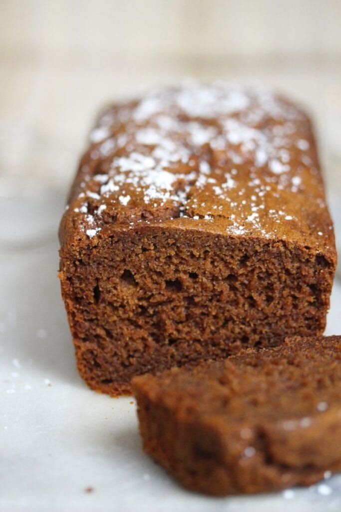 The inside of a gluten free gingerbread