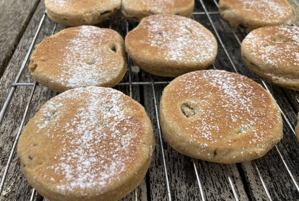 Welsh cakes once cooked need to be cooled on a wire rack