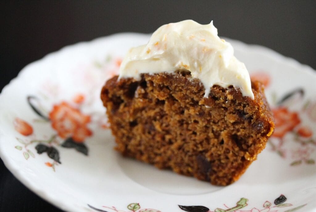 Cut in half sugar free gluten free carrot cake muffin