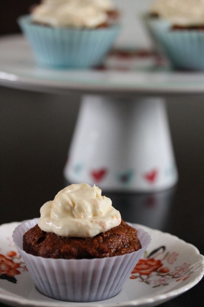 Sugar free carrot cake with optional orange cream cheese frosting