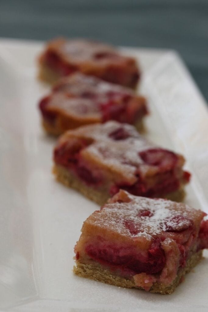 Gluten free cherry pie on a white plate